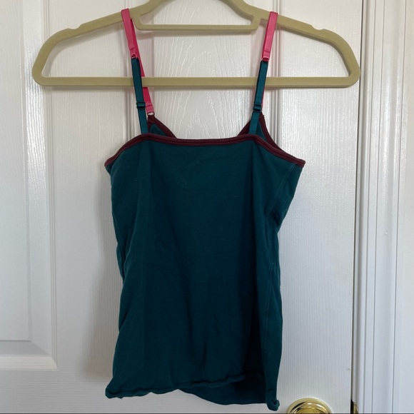 Aerie Girly Tank Camisole Workout Tank Top Dark Green - Picture 3 of 3